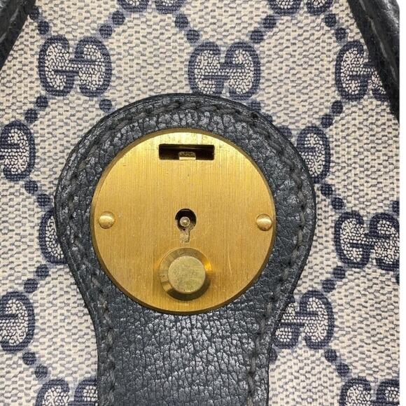 Gucci GG Supreme Vintage PVC  Leather Navy Boston Large Travel Weekender Bag - Picture 12 of 16